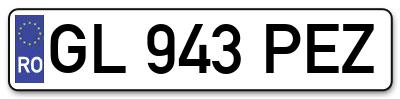 Placuta inmatriculare numar auto  GL-943-PEZ, GL 943 PEZ, GL943PEZ