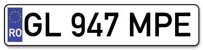 Placuta inmatriculare numar auto  GL-947-MPE, GL 947 MPE, GL947MPE