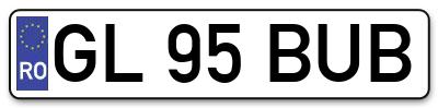 Placuta inmatriculare numar auto  GL-95-BUB, GL 95 BUB, GL95BUB