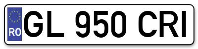 Placuta inmatriculare numar auto  GL-950-CRI, GL 950 CRI, GL950CRI