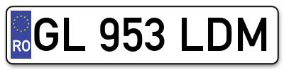 Placuta inmatriculare numar auto  GL-953-LDM, GL 953 LDM, GL953LDM