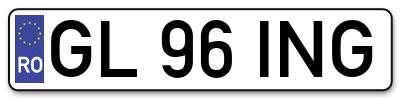 Placuta inmatriculare numar auto  GL-96-ING, GL 96 ING, GL96ING