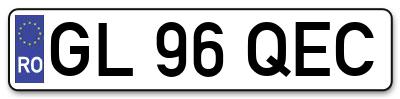 Placuta inmatriculare numar auto  GL-96-QEC, GL 96 QEC, GL96QEC