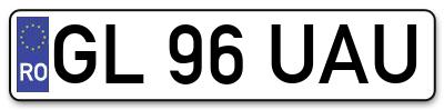 Placuta inmatriculare numar auto  GL-96-UAU, GL 96 UAU, GL96UAU