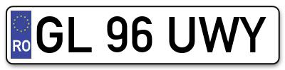 Placuta inmatriculare numar auto  GL-96-UWY, GL 96 UWY, GL96UWY