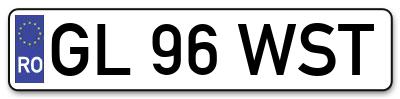 Placuta inmatriculare numar auto  GL-96-WST, GL 96 WST, GL96WST