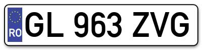 Placuta inmatriculare numar auto  GL-963-ZVG, GL 963 ZVG, GL963ZVG