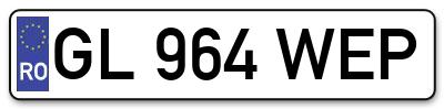 Placuta inmatriculare numar auto  GL-964-WEP, GL 964 WEP, GL964WEP