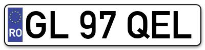 Placuta inmatriculare numar auto  GL-97-QEL, GL 97 QEL, GL97QEL