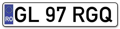Placuta inmatriculare numar auto  GL-97-RGQ, GL 97 RGQ, GL97RGQ