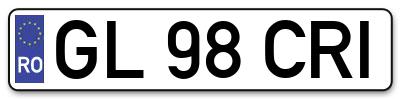 Placuta inmatriculare numar auto  GL-98-CRI, GL 98 CRI, GL98CRI