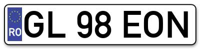 Placuta inmatriculare numar auto  GL-98-EON, GL 98 EON, GL98EON
