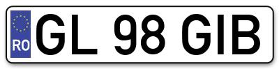 Placuta inmatriculare numar auto  GL-98-GIB, GL 98 GIB, GL98GIB