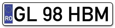 Placuta inmatriculare numar auto  GL-98-HBM, GL 98 HBM, GL98HBM