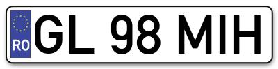 Placuta inmatriculare numar auto  GL-98-MIH, GL 98 MIH, GL98MIH