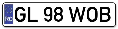 Placuta inmatriculare numar auto  GL-98-WOB, GL 98 WOB, GL98WOB