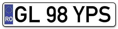 Placuta inmatriculare numar auto  GL-98-YPS, GL 98 YPS, GL98YPS