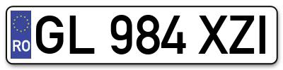 Placuta inmatriculare numar auto  GL-984-XZI, GL 984 XZI, GL984XZI