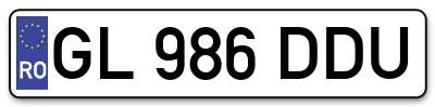 Placuta inmatriculare numar auto  GL-986-DDU, GL 986 DDU, GL986DDU