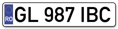 Placuta inmatriculare numar auto  GL-987-IBC, GL 987 IBC, GL987IBC