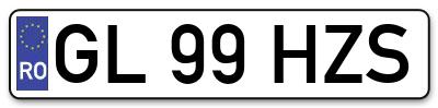 Placuta inmatriculare numar auto  GL-99-HZS, GL 99 HZS, GL99HZS