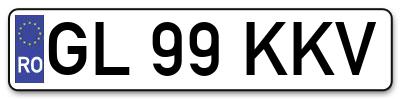 Placuta inmatriculare numar auto  GL-99-KKV, GL 99 KKV, GL99KKV