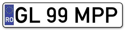 Placuta inmatriculare numar auto  GL-99-MPP, GL 99 MPP, GL99MPP