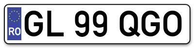 Placuta inmatriculare numar auto  GL-99-QGO, GL 99 QGO, GL99QGO