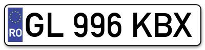 Placuta inmatriculare numar auto  GL-996-KBX, GL 996 KBX, GL996KBX