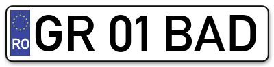 Placuta inmatriculare numar auto  GR-01-BAD, GR 01 BAD, GR01BAD