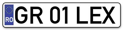 Placuta inmatriculare numar auto  GR-01-LEX, GR 01 LEX, GR01LEX