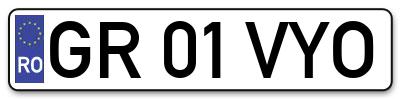 Placuta inmatriculare numar auto  GR-01-VYO, GR 01 VYO, GR01VYO