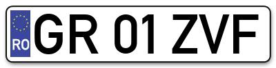 Placuta inmatriculare numar auto  GR-01-ZVF, GR 01 ZVF, GR01ZVF