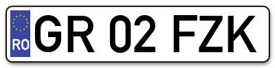 Placuta inmatriculare numar auto  GR-02-FZK, GR 02 FZK, GR02FZK