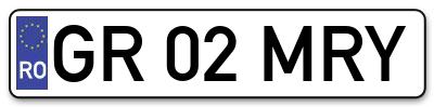Placuta inmatriculare numar auto  GR-02-MRY, GR 02 MRY, GR02MRY