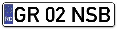 Placuta inmatriculare numar auto  GR-02-NSB, GR 02 NSB, GR02NSB