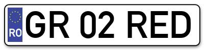 Placuta inmatriculare numar auto  GR-02-RED, GR 02 RED, GR02RED