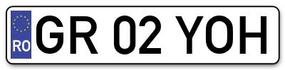 Placuta inmatriculare numar auto  GR-02-YOH, GR 02 YOH, GR02YOH
