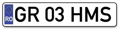 Placuta inmatriculare numar auto  GR-03-HMS, GR 03 HMS, GR03HMS