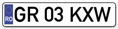 Placuta inmatriculare numar auto  GR-03-KXW, GR 03 KXW, GR03KXW