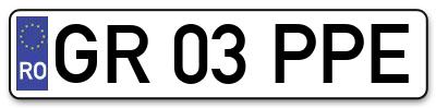 Placuta inmatriculare numar auto  GR-03-PPE, GR 03 PPE, GR03PPE