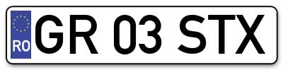 Placuta inmatriculare numar auto  GR-03-STX, GR 03 STX, GR03STX