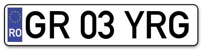 Placuta inmatriculare numar auto  GR-03-YRG, GR 03 YRG, GR03YRG