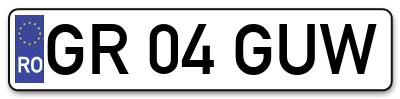 Placuta inmatriculare numar auto  GR-04-GUW, GR 04 GUW, GR04GUW