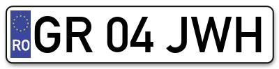 Placuta inmatriculare numar auto  GR-04-JWH, GR 04 JWH, GR04JWH