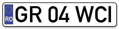 Placuta inmatriculare numar auto  GR-04-WCI, GR 04 WCI, GR04WCI