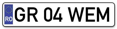 Placuta inmatriculare numar auto  GR-04-WEM, GR 04 WEM, GR04WEM