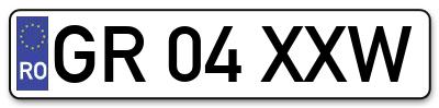 Placuta inmatriculare numar auto  GR-04-XXW, GR 04 XXW, GR04XXW
