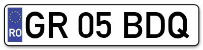 Placuta inmatriculare numar auto  GR-05-BDQ, GR 05 BDQ, GR05BDQ
