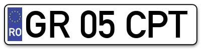 Placuta inmatriculare numar auto  GR-05-CPT, GR 05 CPT, GR05CPT